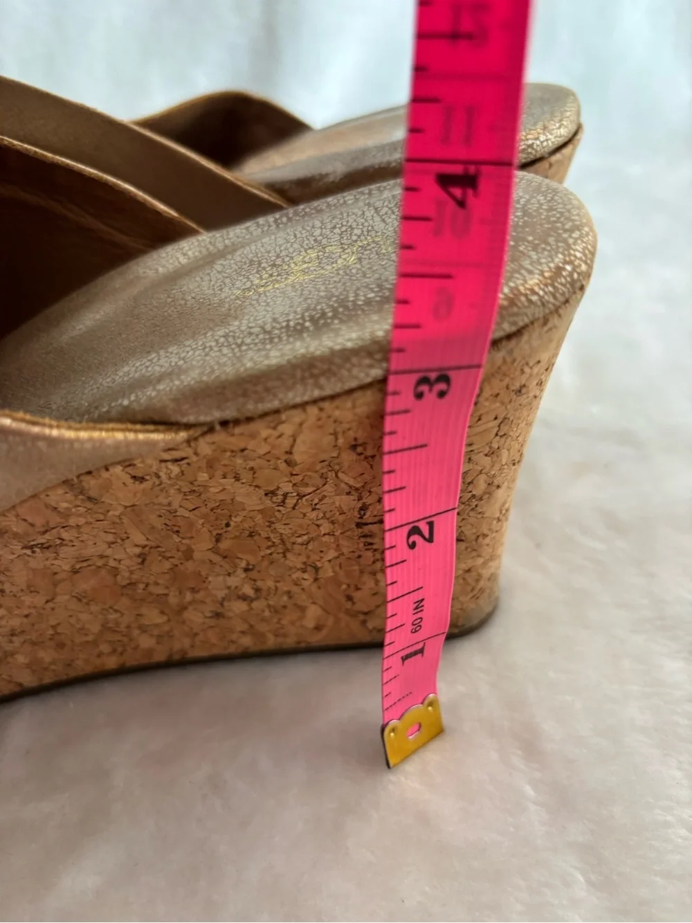 Ugg Australia Dominique Peep Toe Platform Cork Wedges Gold Size 9